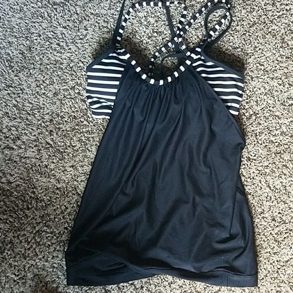 Athleta Tops - Athleta black and white striped top